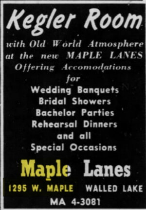 Mr. Bs Camelot Inn (Maple Lanes, Shadow Fax, Olde World Market) - Feb 10 1963 Article (newer photo)